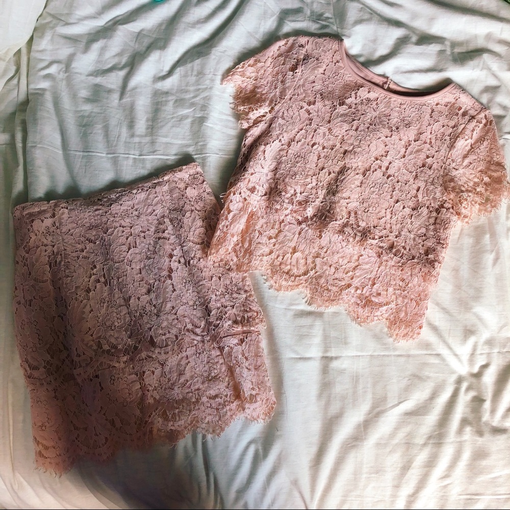Lulu’s Pink Lace Two Piece Dress